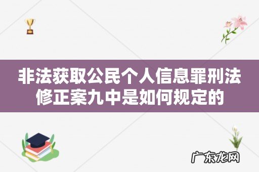 非法获取公民个人信息罪刑法修正案九中是如何规定的