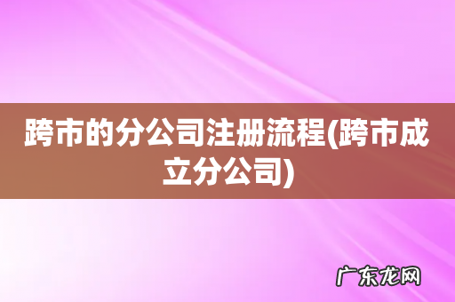 跨市成立分公司 跨市的分公司注册流程