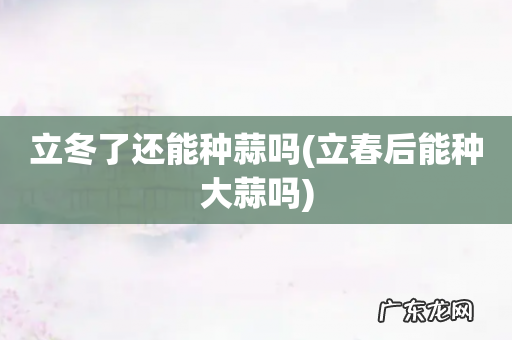 立春后能种大蒜吗 立冬了还能种蒜吗