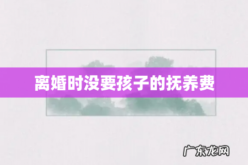 离婚时没要孩子的抚养费