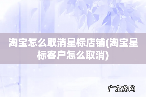 淘宝星标客户怎么取消 淘宝怎么取消星标店铺