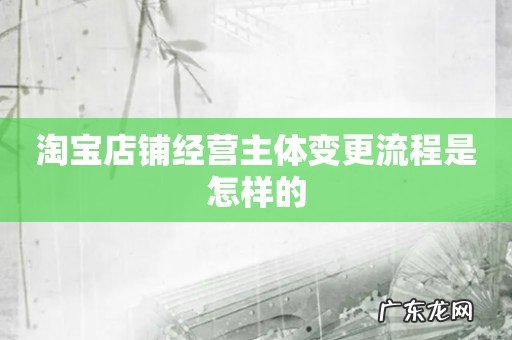 淘宝店铺经营主体变更流程是怎样的
