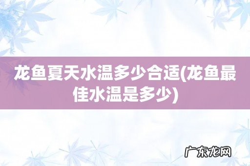 龙鱼最佳水温是多少 龙鱼夏天水温多少合适
