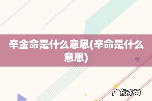 辛命是什么意思 辛金命是什么意思