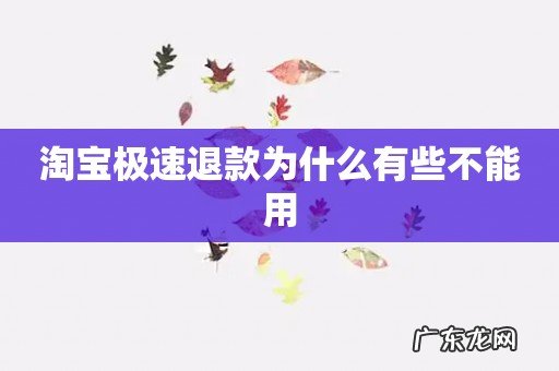 淘宝极速退款为什么有些不能用
