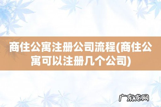 商住公寓可以注册几个公司 商住公寓注册公司流程