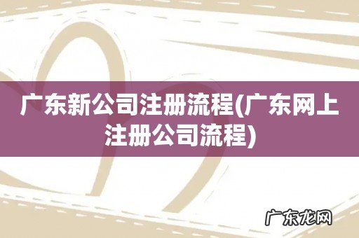 广东网上注册公司流程 广东新公司注册流程