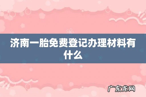 济南一胎免费登记办理材料有什么