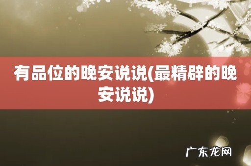 最精辟的晚安说说 有品位的晚安说说