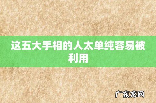 这五大手相的人太单纯容易被利用