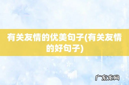 有关友情的好句子 有关友情的优美句子