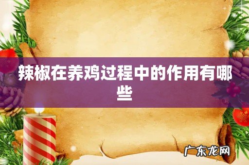 辣椒在养鸡过程中的作用有哪些