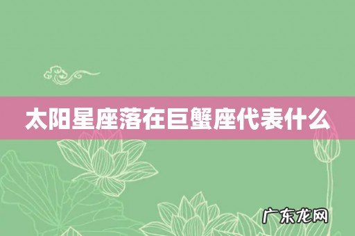 太阳星座落在巨蟹座代表什么