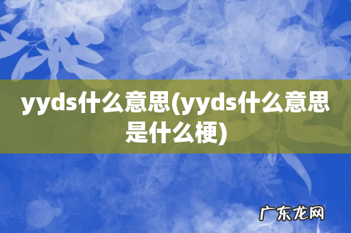 yyds什么意思是什么梗 yyds什么意思