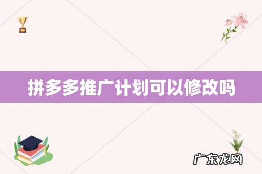 拼多多推广计划可以修改吗
