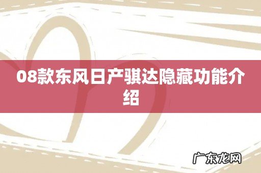 08款东风日产骐达隐藏功能介绍