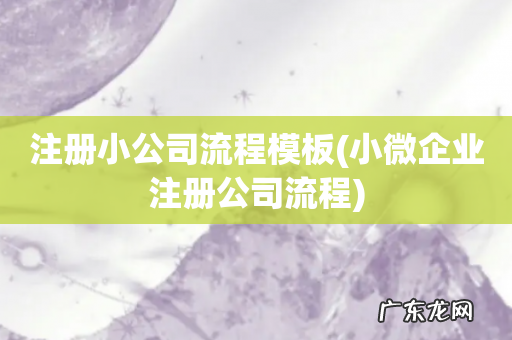小微企业注册公司流程 注册小公司流程模板