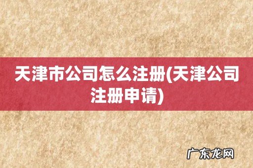 天津公司注册申请 天津市公司怎么注册