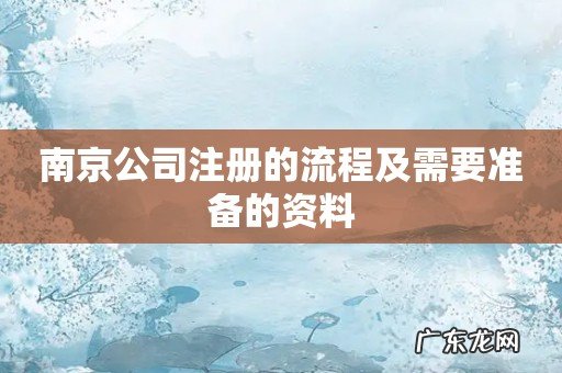 南京公司注册的流程及需要准备的资料