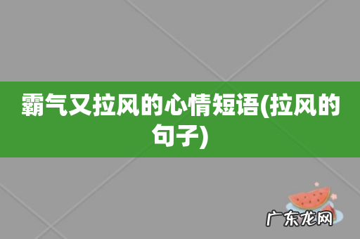 拉风的句子 霸气又拉风的心情短语