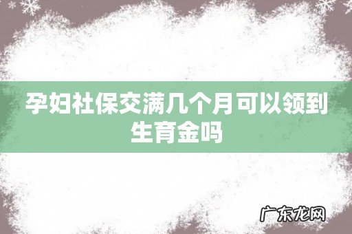 孕妇社保交满几个月可以领到生育金吗