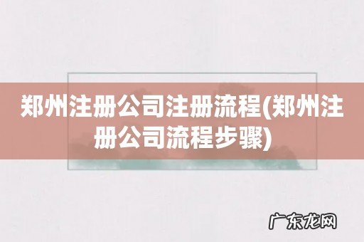 郑州注册公司流程步骤 郑州注册公司注册流程