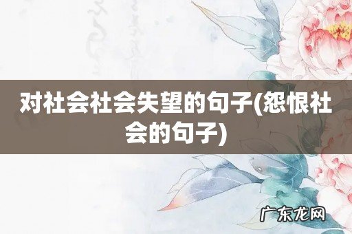 怨恨社会的句子 对社会社会失望的句子