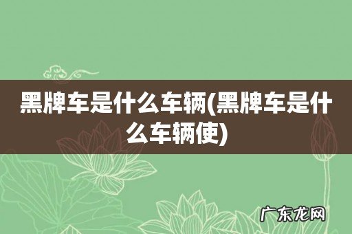 黑牌车是什么车辆使 黑牌车是什么车辆