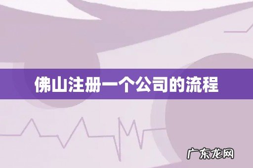 佛山注册一个公司的流程