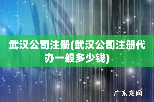 武汉公司注册代办一般多少钱 武汉公司注册