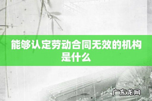 能够认定劳动合同无效的机构是什么
