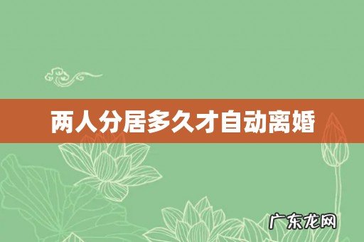 两人分居多久才自动离婚
