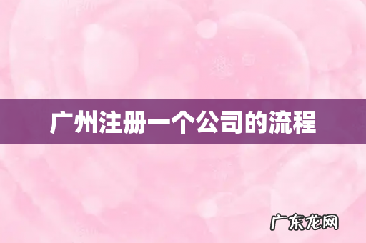广州注册一个公司的流程