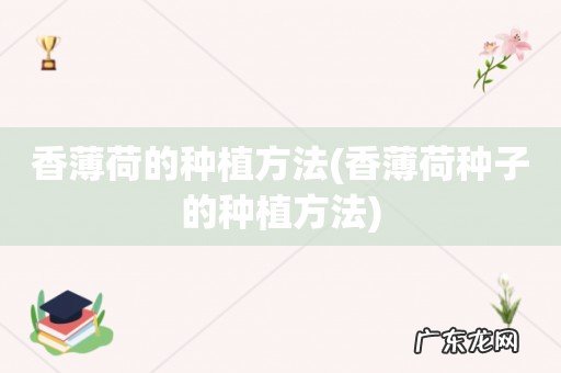 香薄荷种子的种植方法 香薄荷的种植方法