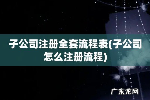 子公司怎么注册流程 子公司注册全套流程表