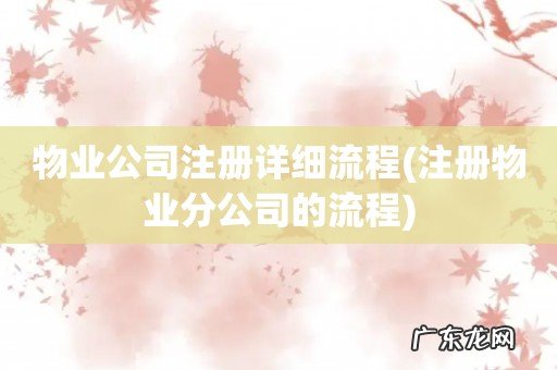 注册物业分公司的流程 物业公司注册详细流程