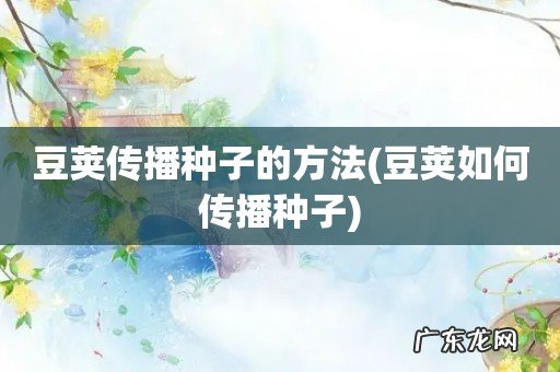 豆荚如何传播种子 豆荚传播种子的方法