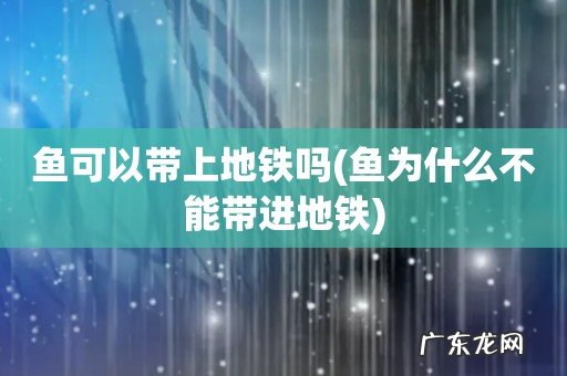 鱼为什么不能带进地铁 鱼可以带上地铁吗