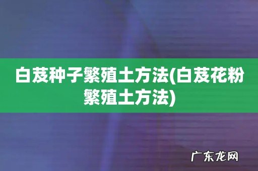 白芨花粉繁殖土方法 白芨种子繁殖土方法