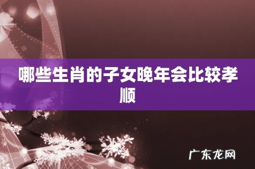 哪些生肖的子女晚年会比较孝顺