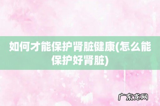 怎么能保护好肾脏 如何才能保护肾脏健康