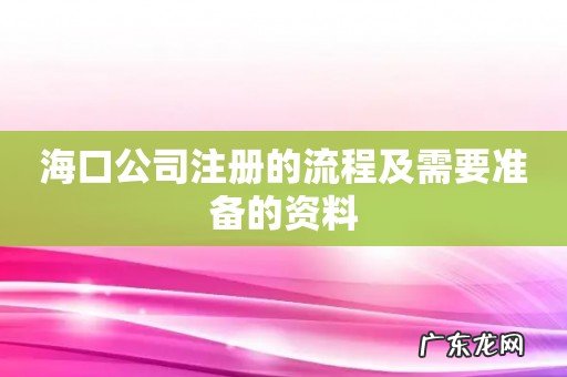 海口公司注册的流程及需要准备的资料