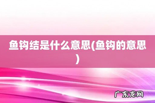 鱼钩的意思 鱼钩结是什么意思
