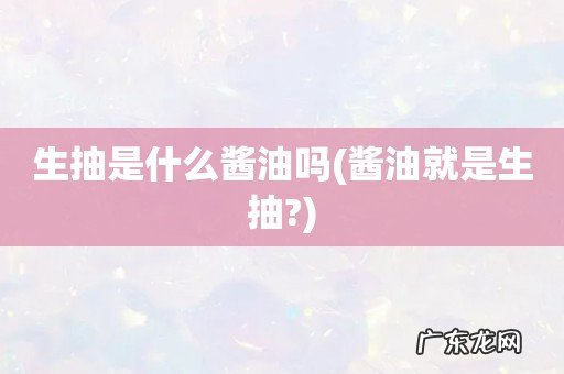 酱油就是生抽? 生抽是什么酱油吗