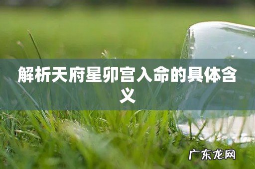 解析天府星卯宫入命的具体含义