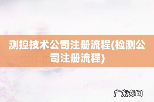 检测公司注册流程 测控技术公司注册流程
