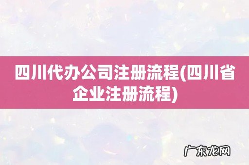 四川省企业注册流程 四川代办公司注册流程