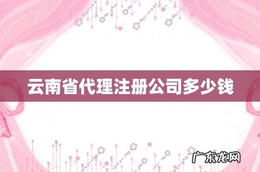 云南省代理注册公司多少钱