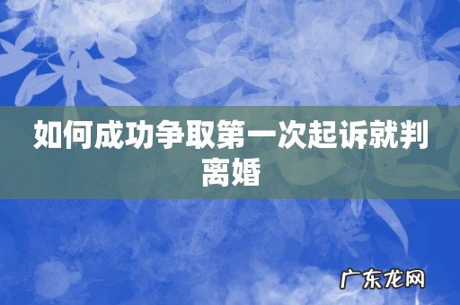 如何成功争取第一次起诉就判离婚