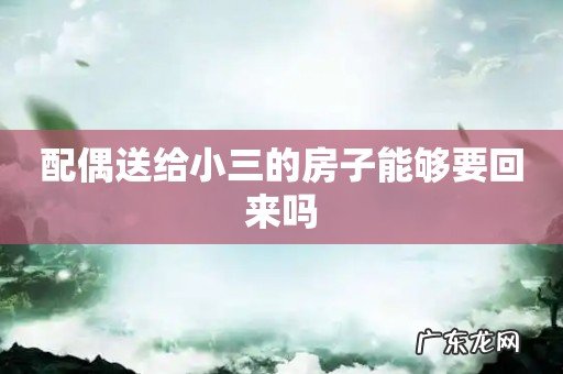 配偶送给小三的房子能够要回来吗